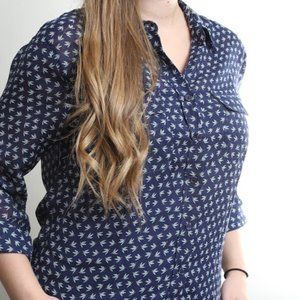 Modcloth Lace & Mesh Button Up Blouse